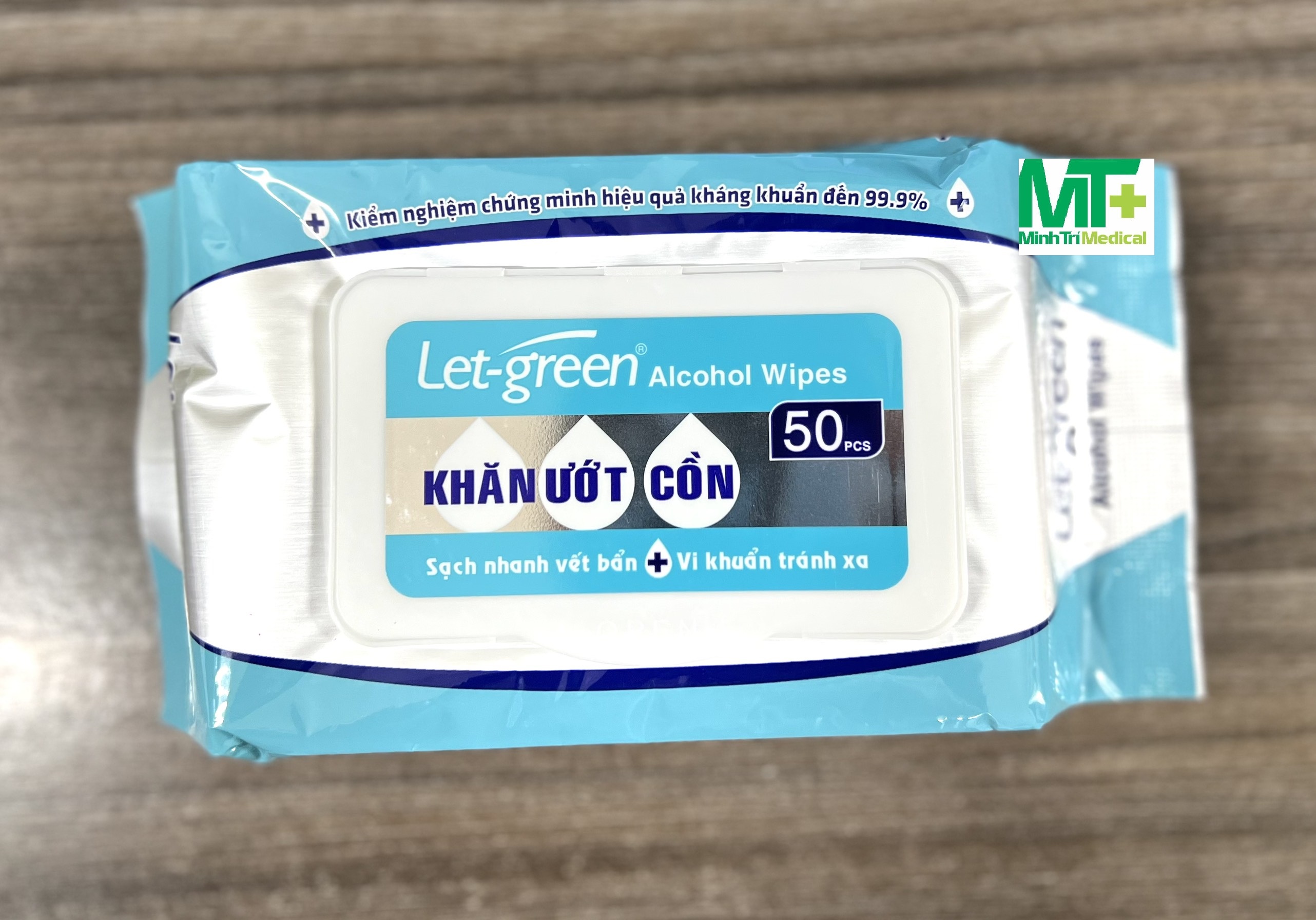 Khăn ướt cồn Let-Green làm sạch, kháng khuẩn và giữ vệ sinh (50 miếng)