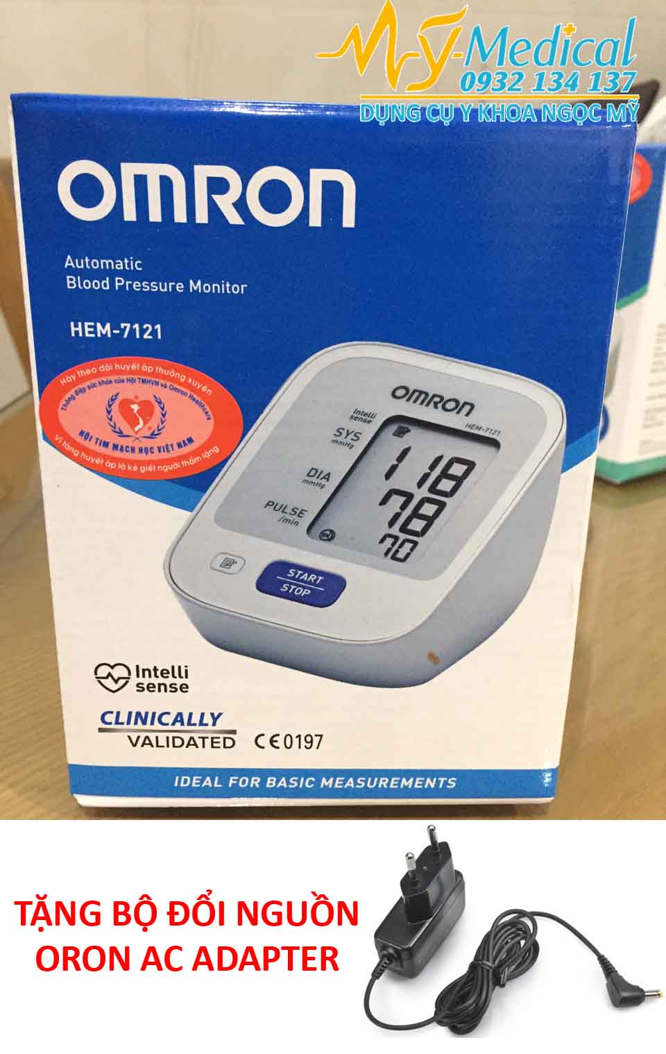 Máy đo huyết áp bắp tay Omron HEM - 7121 + Tặng bộ đổi nguồn